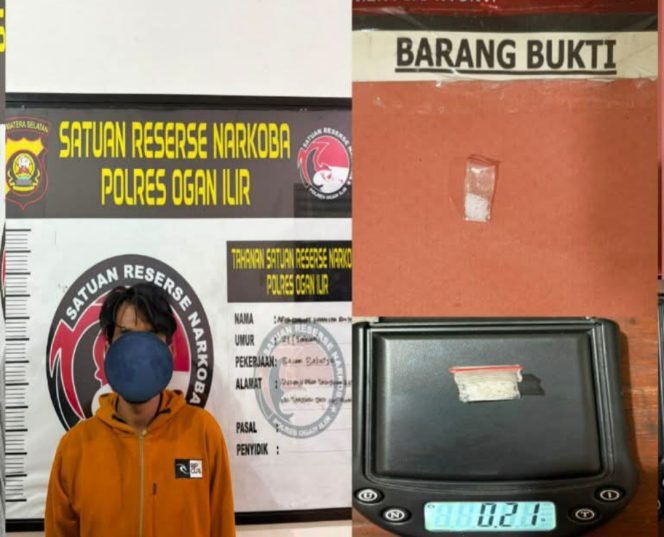 
 SATRESNARKOBA POLRES OGAN ILIR KEMBALI BERHASIL UNGKAP KASUS PEREDARAN NARKOTIKA JENIS SABU, SATU KURIR DIAMANKAN