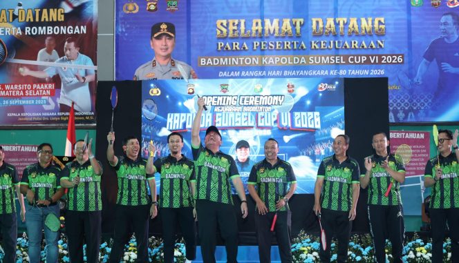 
 Hari Bhayangkara ke-80, Polda Sumsel Satukan Forkopimda dan Masyarakat Lewat Badminton Kapolda Cup VI 2026
