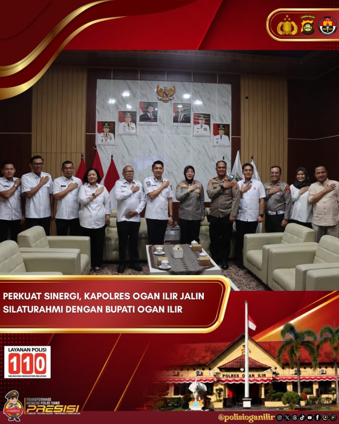 
 KAPOLRES OGAN ILIR SILATURAHMI DENGAN BUPATI, BAHAS KAMTIBMAS DAN PERKUAT SINERGI MENJAGA KONDUSIVITAS DAERAH