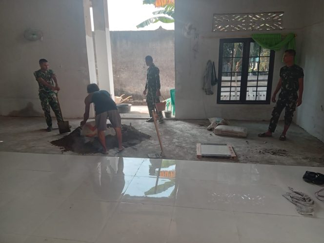 
 Memasuki Hari Ke-14, Satgas TMMD Ke-129 Kodim 0418/Palembang Terus Kebut Pembangunan Mushola Baitul Makfurin