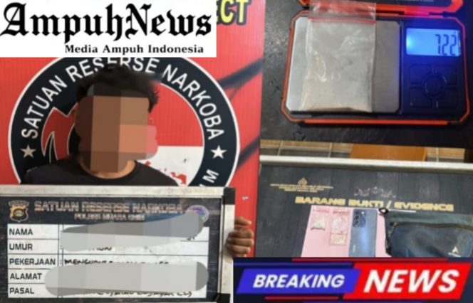 
 Simpan Sabu 7,22 Gram di Rumah, Pemuda 25 Tahun di Muara Enim Diamankan Satresnarkoba Polres Muara Enim