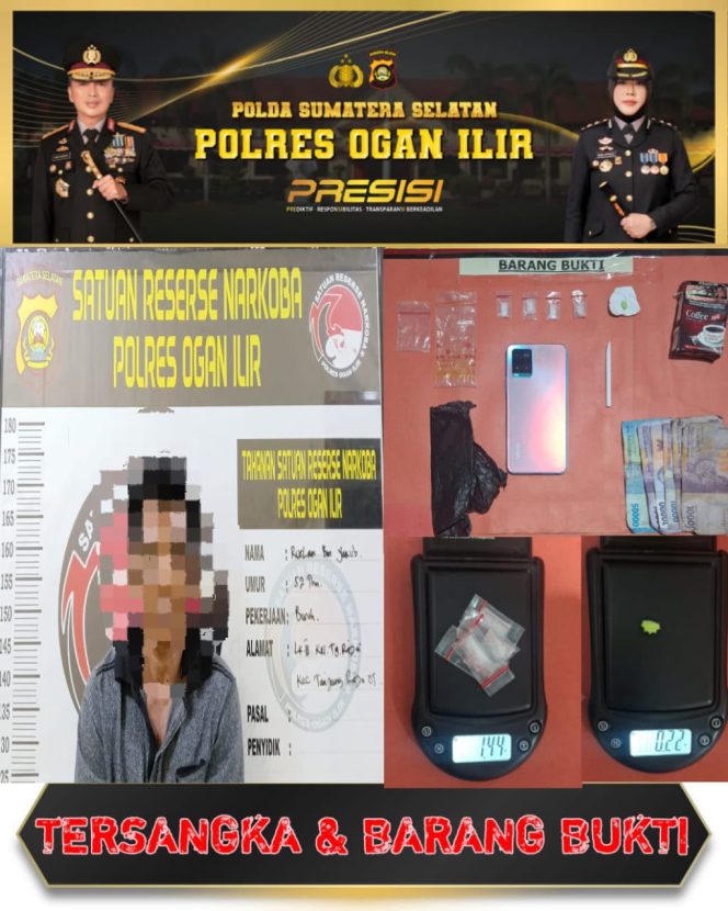 
 SATRESNARKOBA POLRES OGAN ILIR AMANKAN DIDUGA PENGEDAR DI TANJUNG RAJA