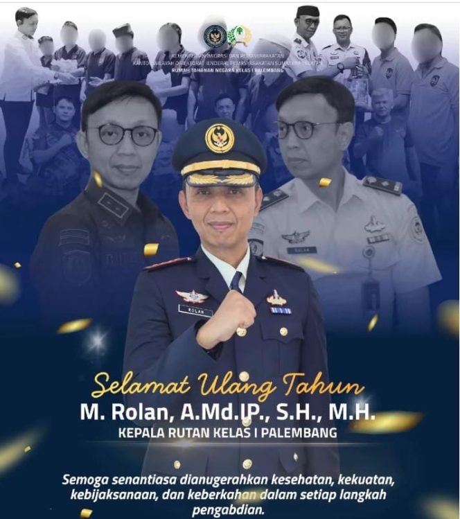 
 Media Wartainsumsel.id Ucapkan Selamat Ulang Tahun kepada Kepala Rutan Kelas I Palembang M. Rolan