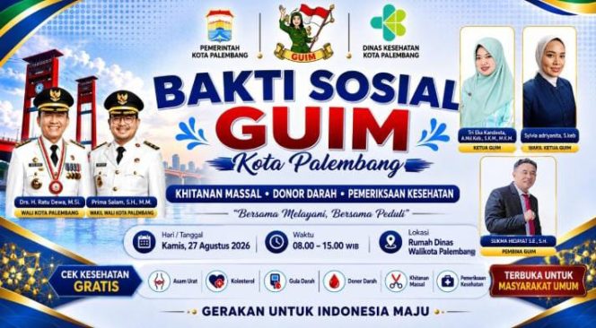 
 GUIM Gelar Bakti Sosial di Palembang, Hadirkan Khitanan Massal, Donor Darah dan Cek Kesehatan Gratis