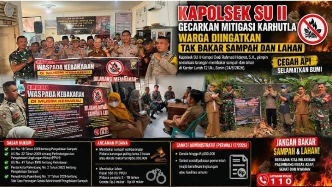 
 Kapolsek SU II Gencarkan Mitigasi Karhutla, Warga 12 Ulu Diimbau Tak Bakar Sampah dan Lahan