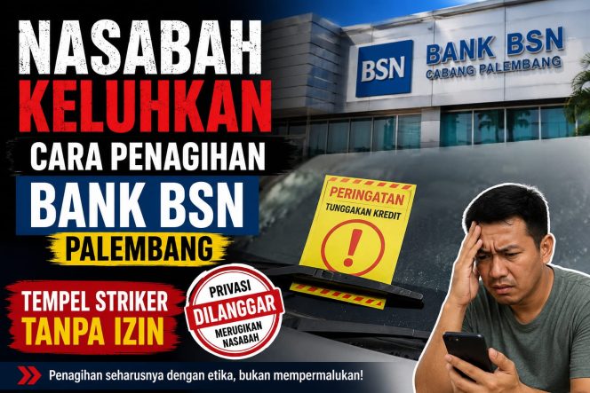 
 Nasabah Keluhkan Cara Penagihan Bank BSN Palembang, Stiker Tunggakan Ditempel Tanpa Izin