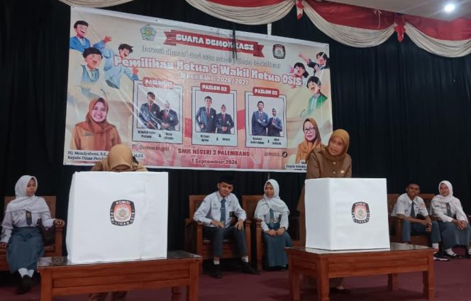 
 SMK N 3 PALEMBANG GELAR KOKURIKULER TEMA DEMOKRASI, PEMILIHAN KETUA OSIS BERLANGSUNG LUBER DAN LANCAR