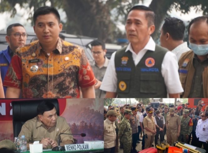 
 Camat dan Sekcam Kertapati Dampingi Wali Kota Palembang Tinjau Posko Karhutla