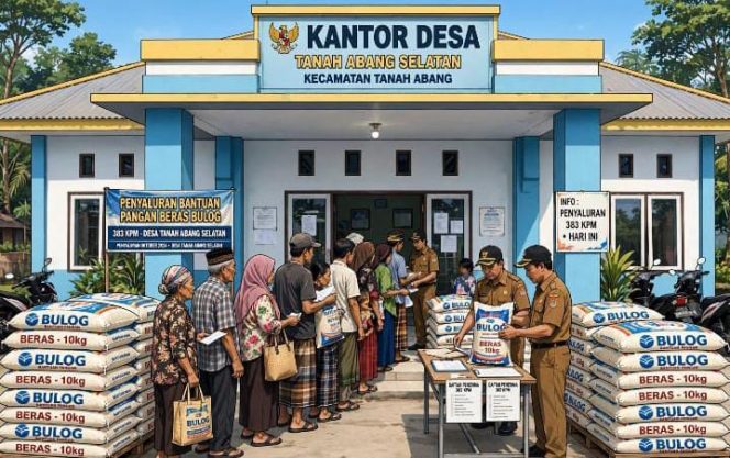 
 383 Keluarga di tanah Abang selatan PALI Bahagia Beras Bulog Cair Lewat Pemdes