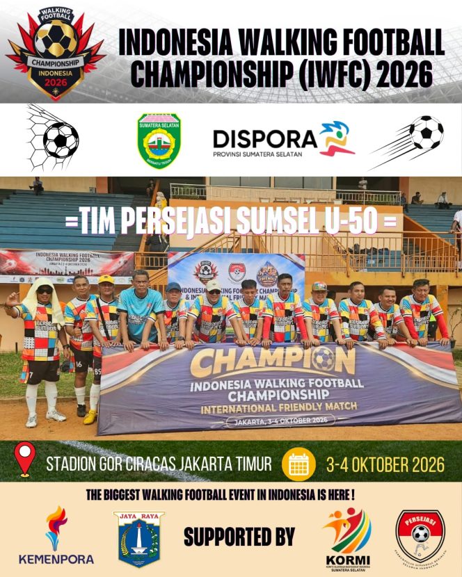 
 Persejasi Sumsel U-50 Berlaga di IWFC 2026 Jakarta, Bawa Misi Harumkan Nama Sumatera Selatan